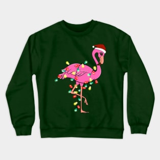 Flamingo Wrapped With Christmas Lights Crewneck Sweatshirt